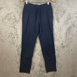 Athetic Women's  S (2-4) Blue Sweat Pants with Drawstring Poly Spandex Blend